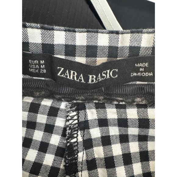 2/$30 Zara Medium Black & White Gingham Checkered Pants - Picture 4 of 13